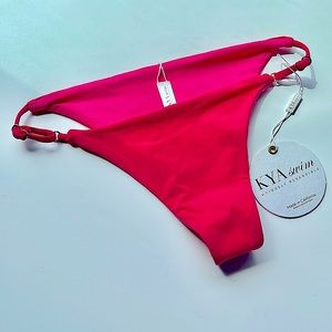 NWT (L) KYA cherry red fuscia pink reversible very skimpy bottom string side